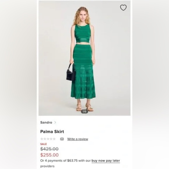 Sandro Midnight Blue Co-Ord Set with Ruffle Shirt & Skirt (Size Large) - Picture 8 of 8